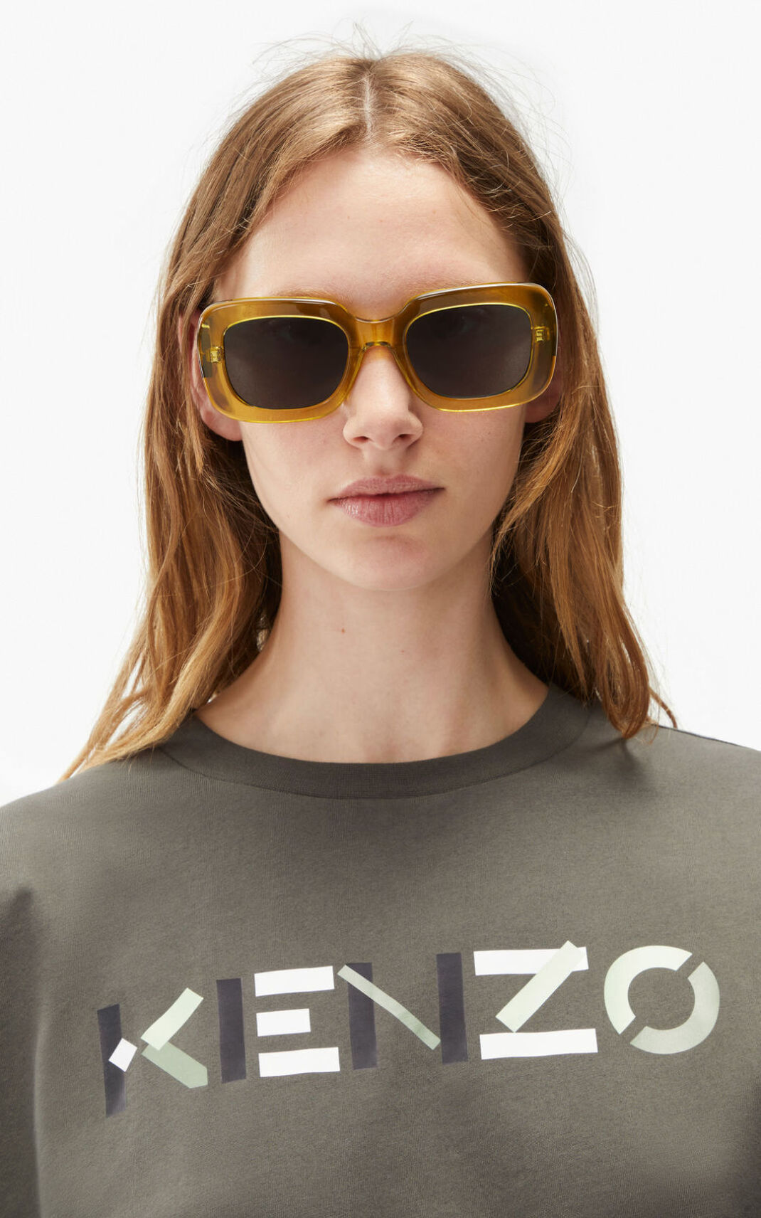 T Shirt Kenzo Logo oversized Femme Grise Grise | DPMI-81425